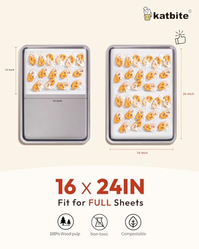Katbite 100 Pcs Parchment Paper Baking Sheets, 16x24 Inch, Heavy Duty - size: 16"x24"-100