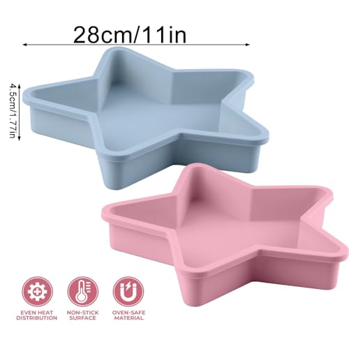 2 Pcs Star Shaped Cake Pans 10 Inch Silicone Cake Molds, Nonstick