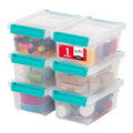 IRIS USA Storage Bins with Lids |Made in USA| 1 Qt - (6-Pack) - Clear - color: Clear/Seafoam Blue, size: 1 Qt. - 6 Pack