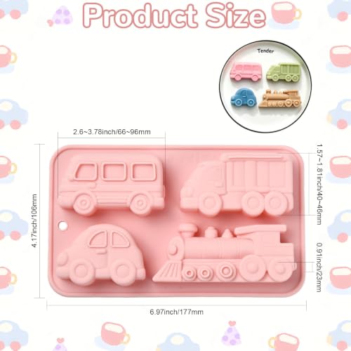 Airssory 2 pcs Transportation Theme Silicone Fondant Molds Train Car Truck Bus Vehicle Traffic Moulds for DIY Cake Chocolate Pudding Jelly Candy Resin Crafts Candle Home Decor - color: Silicone Fondant Molds Train - 2 pcs