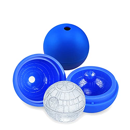 Ice Cube Mold 2 Pack Silicone 3D Space Station Ice Molds Sphere Big Ice Ball Maker for Whiskey, Bourbon and Cola (2)