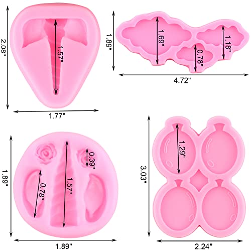 Mujiang Unicorns Silicone Cloud Lollipop Balloon Fondant Mold Set Of 4