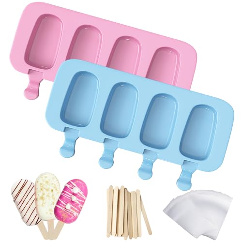 Ozera 2 Pack Silicone Popsicles Molds, Reusable Cake Pop Molds Set - color: Blue and Pink