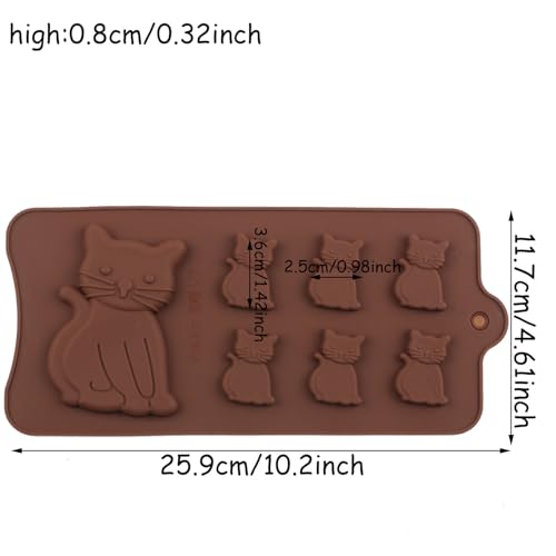 7 Cavity Cat Silicone Chocolate Molds 3D Kitten Candy Mold