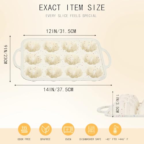 Mini Bundt Cake Pans for baking, 1.5-inch Cavities Non-stick Silicone Baking Mold, 12-Cavity Reusable Twisted Shape Cake Pan for Cupcakes, Donuts, Cornbread & Brownies