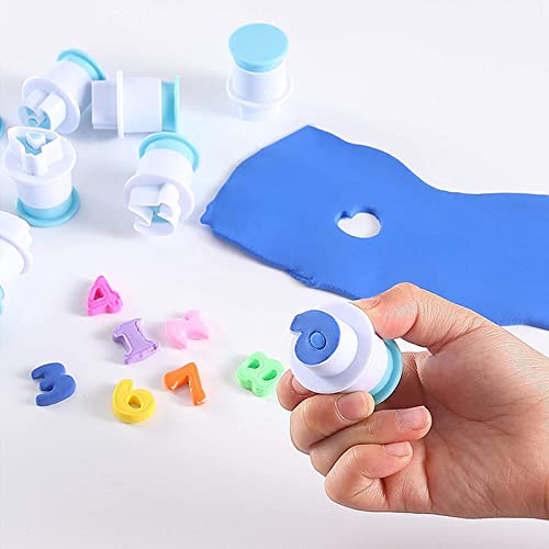 26PCS/Set Cookie Stamp Impress Cookie Cutters Alphabet Letter Cake Biscuit Mold Letter Shape DIY Cookie Biscuit Alphabet Cake Tool Embosser Cutter (Upper Case Shape with Number) - size: Style 2