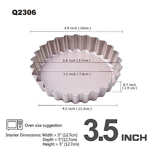 Mini Tart Pan Set, 4-Inch 4pcs with Removable Loose Bottom Non-Stick Round Quiche Bakeware for Oven and Instant Pot Baking (Champagne Gold) - size: 4" Round Mini 4Pcs (Champagne Gold)