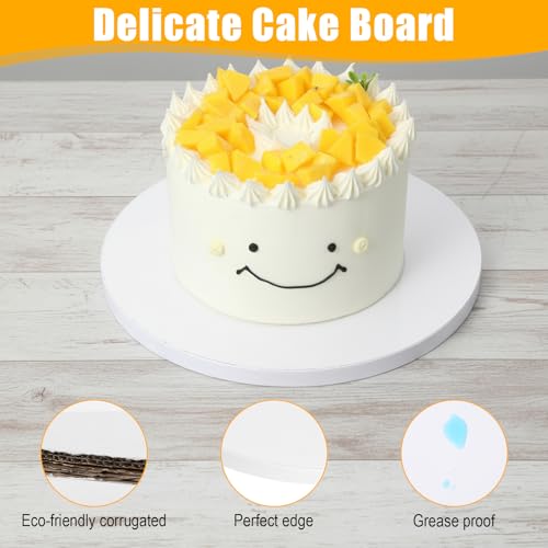 10 Inch White Corrugated Cake Drum Boards, 0.5 Inch Thick Heavy Duty Round Cardboard Cake Base, 12 Pack Greaseproof Cake Circles for Layer Cake Bakery Wedding Birthday Display