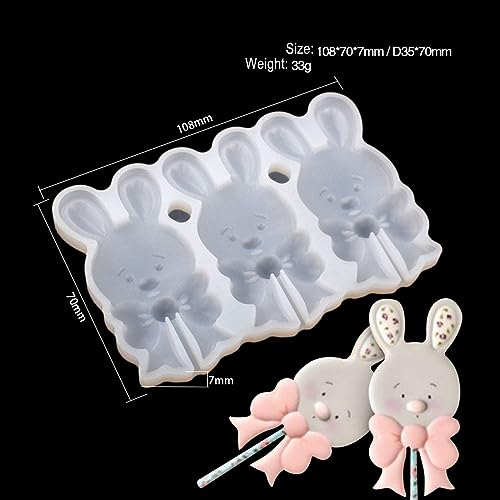 mostsom Cute Rabbit Resin Epoxy Silicone Mold Diy Chocolate Rattle Shaker Lollipop Mould Cake Decorating 2PCS (L_ Rabbit) - size: L_ Rabbit