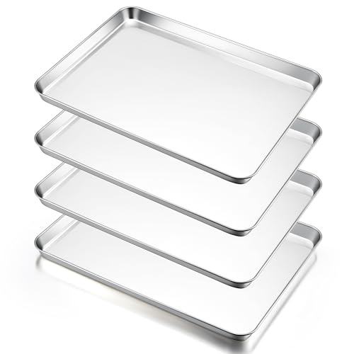 E-far Large Baking Sheet Set of 4, 20"x14" Stainless Steel Cookie Sheet - size: 19.7"x 13.8"