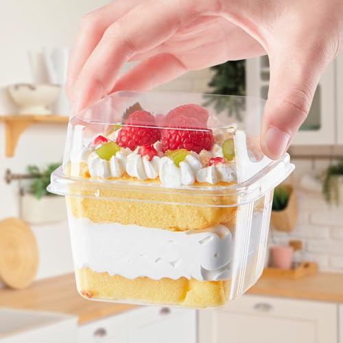 Kucoele 50 Pack 8 oz Plastic Dessert Cups with Lids and Sporks - style: 50 Pack 8oz