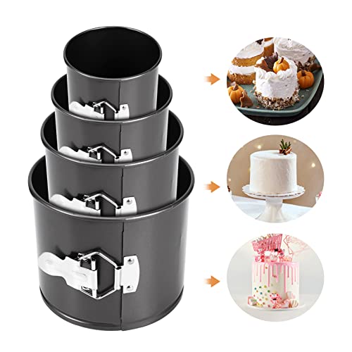 Springform Cake Pan Set of 4(4”/4.7”/5.7”/6.7”),Heighten Mini Nonstick Carbon Steel Cheesecake Pan,Leakproof Cake Baking Pans with Removable Bottom,Mini Spring Form Pan(size:4 size)
