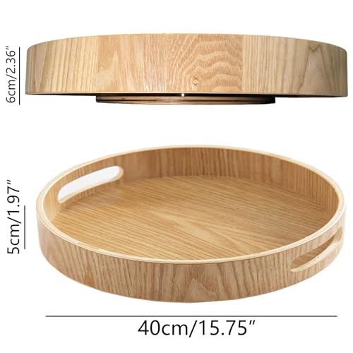 i-lan 16-Inch Wooden Lazy Susan Turntable with Handles, Natural Wood - color: Natural Wood