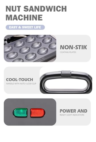 Walnut Cookie Maker 12 Holes Mold Maker Electric Walnut Cake Maker Mini Nut Waffle Bread Machine Sandwich Iron,Toaster Baking Breakfast Pan - color: 12 Holes Walnut Maker