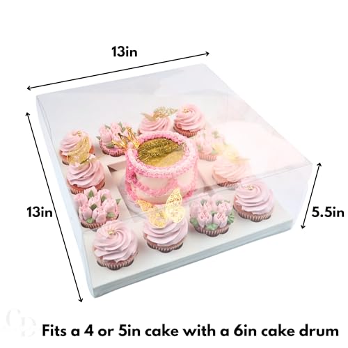 Bento Cake and Cupcake Box with Clear Box,12 Cupcake Insert with 6x6 Cake Cavity- 10 pack