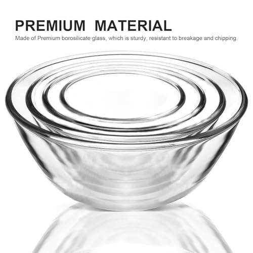 M MCIRCO 4 Packs Glass Mixing Bowls with Lids Set, 0.8/1.7/2.9/4.8 Qt