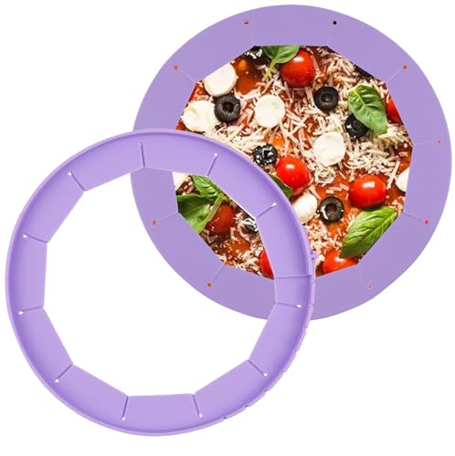 2PCS Adjustable Pie Crust Shield Protector Silicone Baking Pie Ring Pie Crust Cover Heavy Duty Edge Protector Pie Crust Tools Pie Saver Pie Guards Pie Pans Fits 8-inch to 10-inch (Purple) - color: Purple