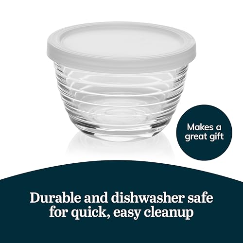 Libbey Baker's Basics 8-Piece Small Glass Bowls with Plastic Lids - color: Small Bowls/w Lids 8