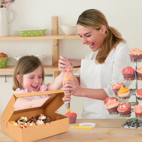 Moretoes 34pcs Cupcake Boxes,12 Count Cupcake Containers with Window&Insert - color: Brown, size: 13*10*3.5inch