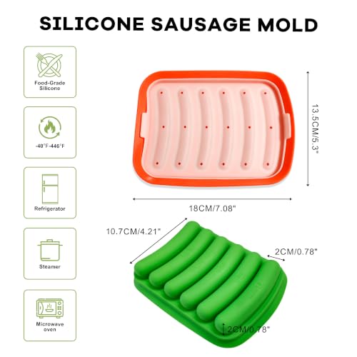 Silicone Baking Molds, Sausage-Shaped - color: Orange+Green