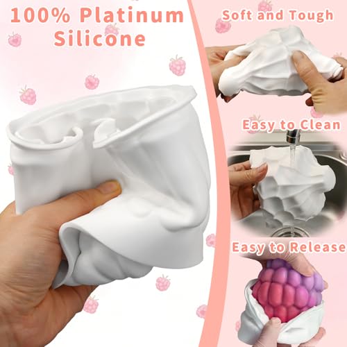 4 Inch Giant Raspberry Fruit Molds, 3D Raspberry Silicone Molds for Mousse - color: Extra Large Raspberry Mold, White