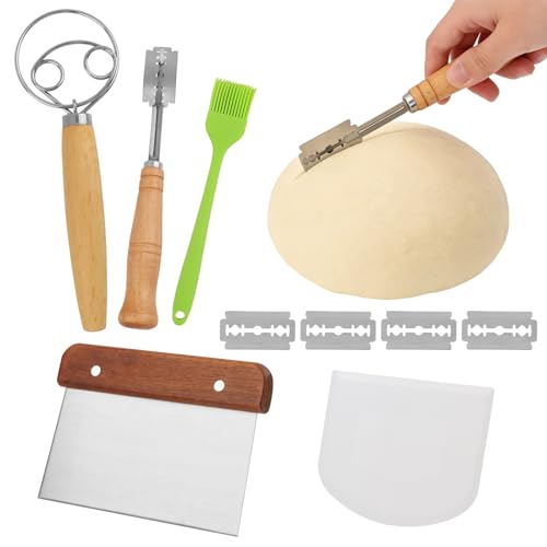 Danish Dough Whisk Set, Dough Hook, Bread Lame, Bench Scraper