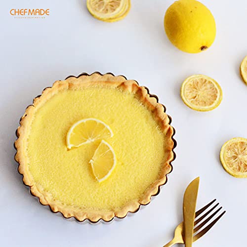 CHEFMADE Tart Pan, 7-Inch with Removable Loose Bottom Non-Stick Round Quiche Bakeware for Oven and Instant Pot Baking (Champagne Gold) - size: 7" with Removable Bottom
