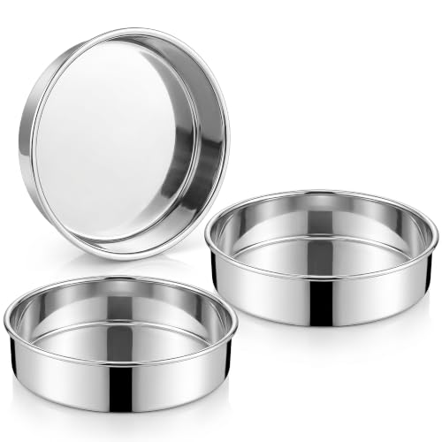 Homikit 8 Inch Cake Pan Set of 3, Round Smash Layer Cake Tins for Baking - size: 8 inch