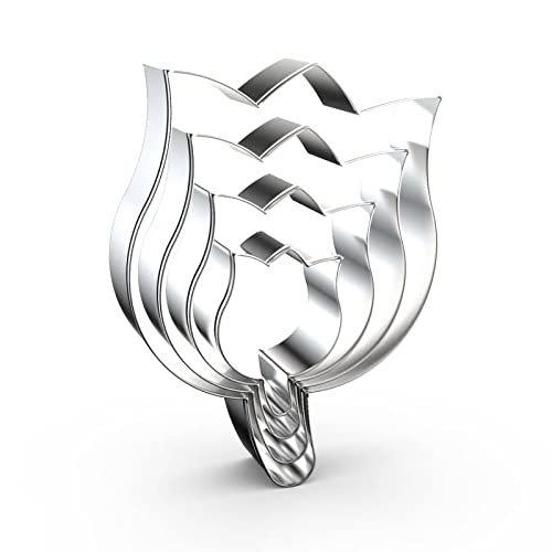Tulip Flower Cookie Cutter Set Large - 5", 4", 3", 2" - 4 Piece - Stainless Steel - color: Tulip