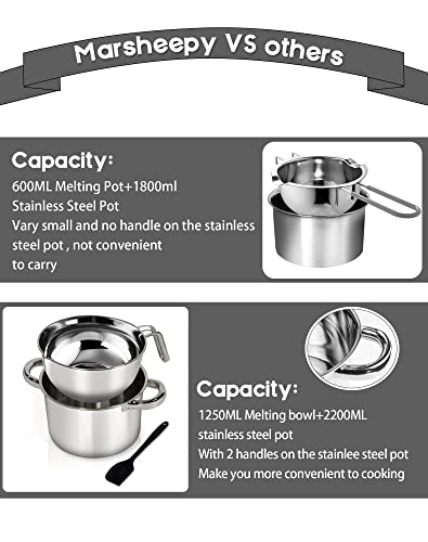 Marsheepy1.1QT Double Boiler Melting Pot with 2QT 304 Stainless Steel Pot - size: 1250ml