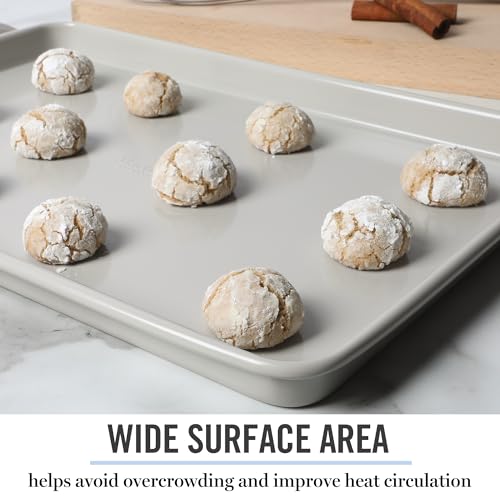 Martha Stewart Gallen 15 x 10 Inch Nonstick Carbon Steel Cookie Sheet – Cool Grey, Durable Bakeware for Even Baking and Easy Cleanup - color: Cool Gray