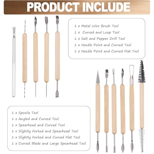 LINPHCEY 11-Piece Clay Sculpting Tools Set Perfect for Polymer Air Dry Modeling Clay Beginners & Professionals Ideal for DIY Pottery & Ceramics Tools for Clay Sculpey Sculpting & Crafting - color: 11PCS/SET