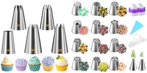 Suuker Large Piping Tips & Russian Tips Set