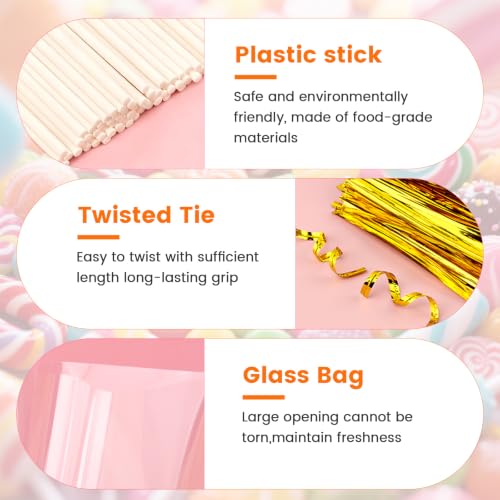 Cake Pop Kit, Complete Baking Set with Mold, 2 Pcs 15-Hole Acrylic Stands, 100 Lollipop Bags, Paper Sticks & Gold Twist Ties for Candy Chocolate Making