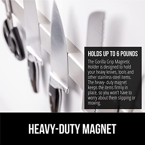 GORILLA GRIP 304 Stainless Steel Magnetic Knife Holder Strip, 10 Inch - size: 10 Inch