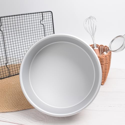 8×3 Inch Cake Pans, Aluminum Round Cake Tin, Baking Cake Pan for Wedding, Party, Family Occasions, Chocolate, Bread. (Round, 8×3 Round Cake Pan) - color: Silver, size: 8 x 3 Inch Round Cake Pan