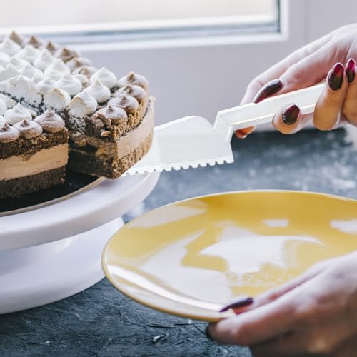 12 Pcs Disposable Plastic Cake Cutter 9.06 Inch Cake Pie Server Cutter Slicer Pizza Pastry Slicer for Kitchen Wedding Buffet