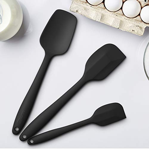 3-Piece Silicone Spatula Set, 600°F Heat Resistant, Black - color: A-Black