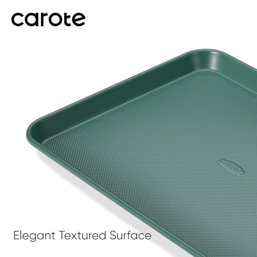 CAROTE 3-Piece Baking Sheet, Nonstick Cookie Sheets, Olive Green