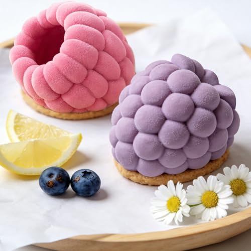 Juome Raspberry Silicone Molds for Mousse Cake Fruit Pudding Raspberry Mold - color: 6-Cavity Raspberry