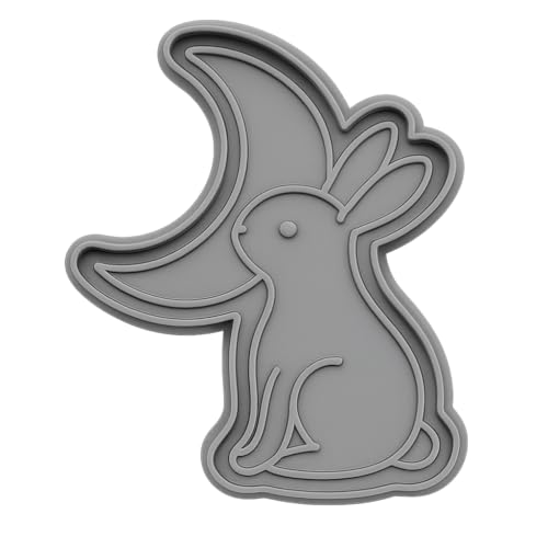 Bunny and Moon Gazing Cookie Cutter & Stamp - 4x3" Creative Baking Set