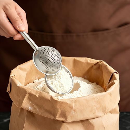 2Pcs Flour Duster Sifter for Baking,304 Stainless Steel Powdered Sugar Shaker Duster with Handle Small Sifter Tool Baking Supplies for Home Bakers Flour Sugar Spices Dusting Wand Kitchen Gadgets