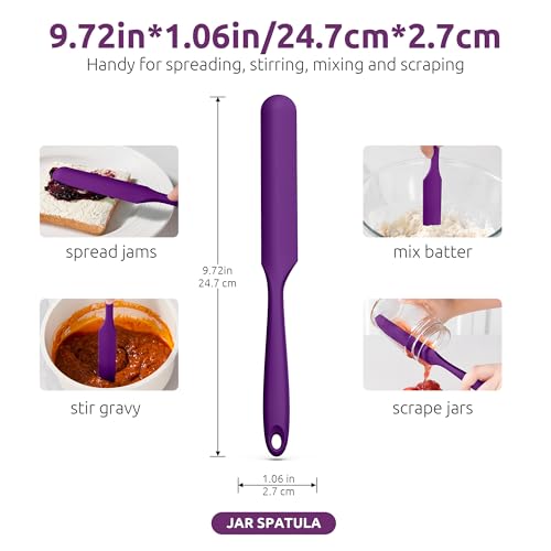 U-Taste Skinny Silicone Jar Spatula Scraper, 10in Sourdough Tool, Purple - color: Purple, size: 9.72 in