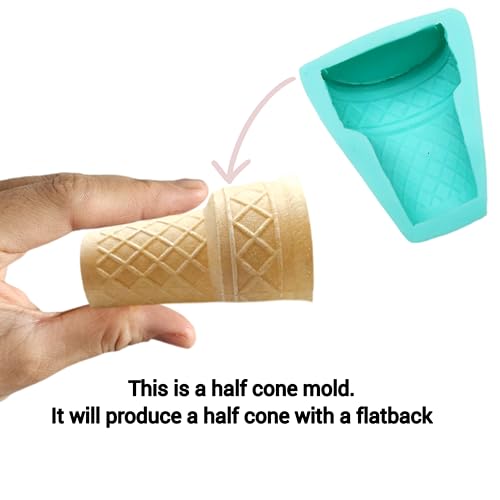 Ice cream half cone silicone mold, realistic ice cream cone flexible silicone mold - style: Half cone silicone mold