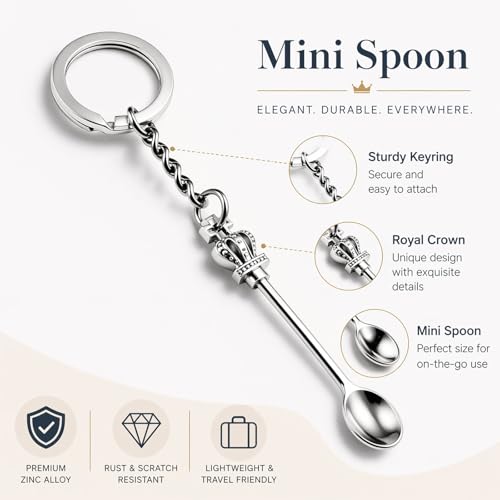 Mini Spoon Keychain - 4 Pack Metal Small Measuring Spoons(4 Color)