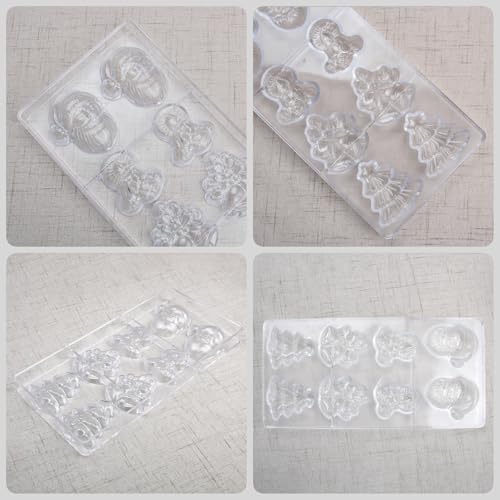 8 Grid Chocolate Candy Mold PC Polycarbonate Chocolate Making Mould with Scraper (Christmas Series) - color: Christmas Series