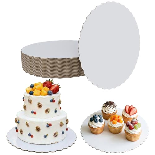 10 Inch Round White Scalloped Cake Boards 30 Packs