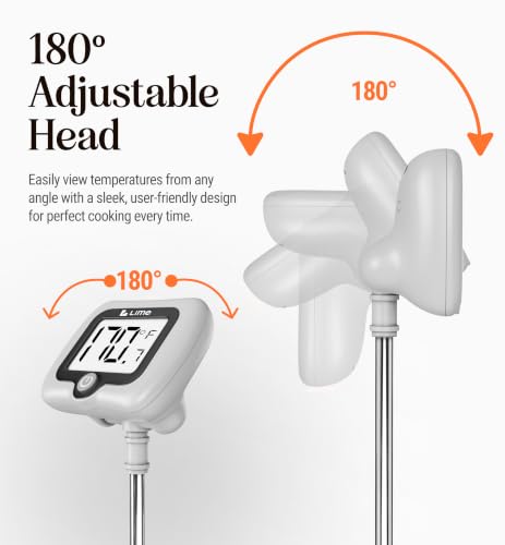 Digital Candy Thermometer with Pot Clip, 10" Long Stainless Steel Probe, Instant Read Kitchen Thermometer for Cooking, Baking, and Candy Making (Gray) - color: Gray
