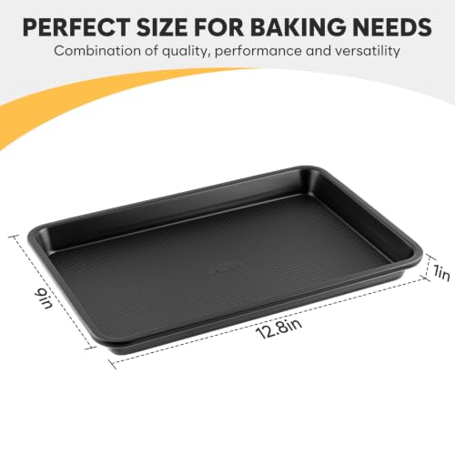 Quarter Sheet Pan Set of 2, 12.8 ” x 9 ”, Cookie Sheets for Baking 0.8mm Thick Non Stick Baking Sheets for Oven Heavy Duty Baking Trays - size: 12.8 × 9 ×1 inch