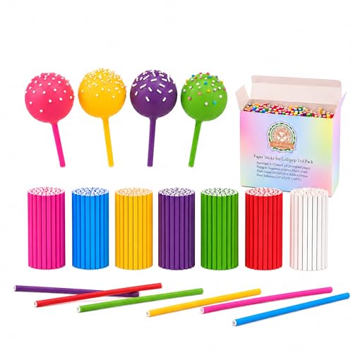 BakeBaking Colored Cake Pop & Lollipop Sticks 4 in, 7 Colors, 210 Count
